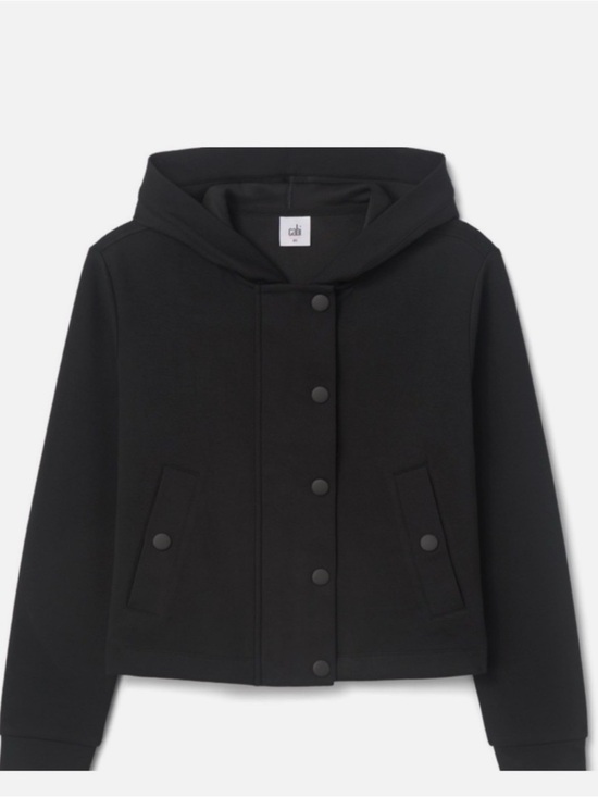 CAbi Tops - CAbi Low Key Black Hooded Snap Jacket